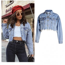 Denim Jacket Women Women Clothing Loose BF Tassel Denim Short Jacket Top Short Denim Jacket