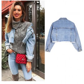 Denim Jacket Women Women Clothing Loose BF Tassel Denim Short Jacket Top Short Denim Jacket