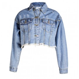 Denim Jacket Women Women Clothing Loose BF Tassel Denim Short Jacket Top Short Denim Jacket