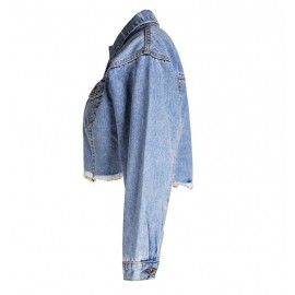 Denim Jacket Women Women Clothing Loose BF Tassel Denim Short Jacket Top Short Denim Jacket
