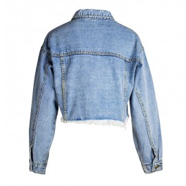 Denim Jacket Women Women Clothing Loose BF Tassel Denim Short Jacket Top Short Denim Jacket