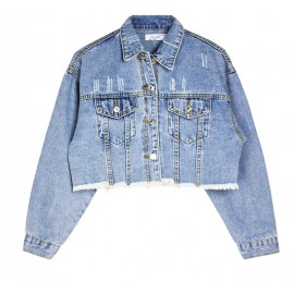Denim Jacket Women Women Clothing Loose BF Tassel Denim Short Jacket Top Short Denim Jacket