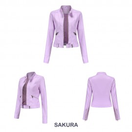 New Leather Coat Women Short Jacket Spring Autumn Stand Collar Lady Leather Jacket Women Clothing Thin Leather Coat