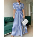 Office Long Short Sleeve Large Swing Dress with Belt