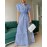 Office Long Short Sleeve Large Swing Dress with Belt