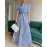 Office Long Short Sleeve Large Swing Dress with Belt