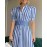 Office Long Short Sleeve Large Swing Dress with Belt