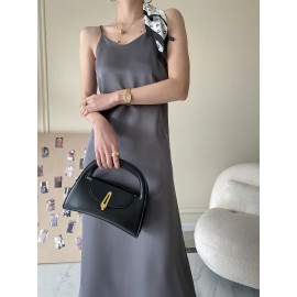 French Acetate Draping Satin Cami Dress Long Women Dress Spring