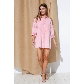 Fried Sand Vintage Wash Denim Loose Lantern Sleeve Shirt Dress Popular
