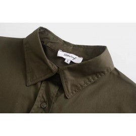 Summer Women Clothing Collared Short Sleeve Breasted Chest Pocket Shirt Dress for Women