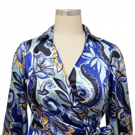 Women Clothing Zebra Print Printed Short V-neck Lace-up Waist Irregular Asymmetric Dress