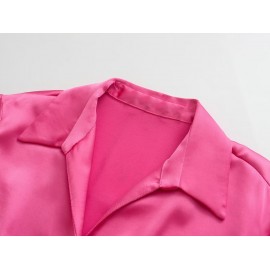 Summer Women Clothing Slimming Solid Color Double Breasted Dress Short