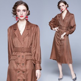 Women A Line Shirt Collared Midi Dress