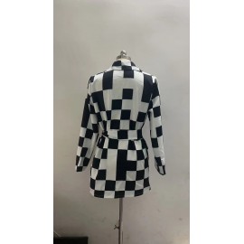 New Lace Up Long Sleeve Plaid Dresses