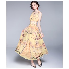 Women Summer Printed Elegant A Line Maxi Dress