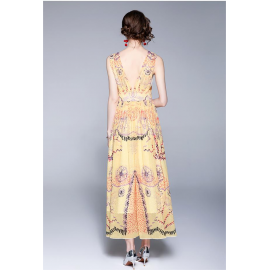 Women Summer Printed Elegant A Line Maxi Dress