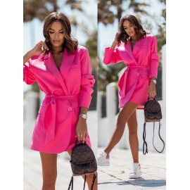 Popular Autumn And Winter Long Sleeve Lace Up Collar Coat Women