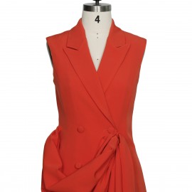Women Clothing Sleeveless Solid Color Sexy Blazer Dress African Niche Spring Casual
