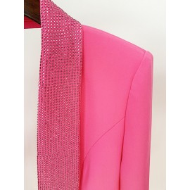 Goods Star Personality Backless Rhinestone Green Fruit Collar Long Blazer Dress
