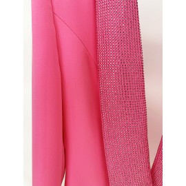 Goods Star Personality Backless Rhinestone Green Fruit Collar Long Blazer Dress