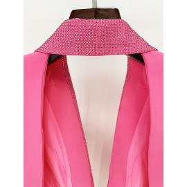 Goods Star Personality Backless Rhinestone Green Fruit Collar Long Blazer Dress