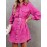 Women Spring Fall Solid Collared Daily Office Long Sleeve A Line Dress
