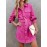 Women Spring Fall Solid Collared Daily Office Long Sleeve A Line Dress