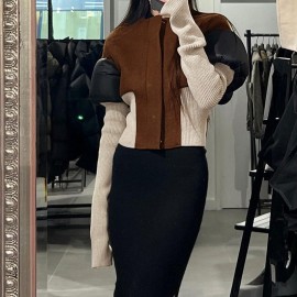 Autumn Winter Cotton Clothing Slim Fit Warm Splicing Coat Jacket Women All Matching Top