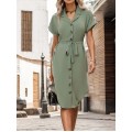 Women Summer Short Sleeved Solid Color Office Blazers Dress