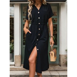 Summer Women Clothes Collared Shirt Dress