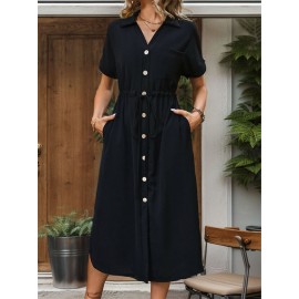 Summer Women Clothes Collared Shirt Dress