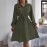 Real Shot Autumn Winter Casual Button Lace up Waist Controlled Long Sleeves Shirt Dress Women Clothing