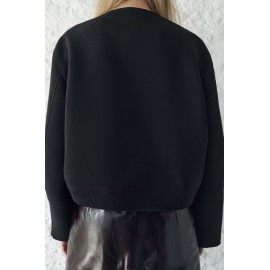 Women Clothing Simple Pocket Bomber Jacket Coat