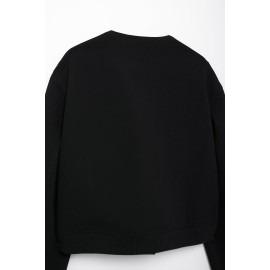 Women Clothing Simple Pocket Bomber Jacket Coat