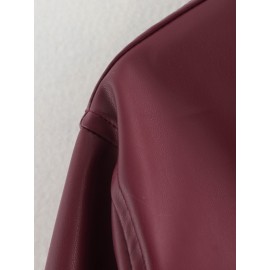 Fall Women Clothing Stylish Simple Zipper Leather Jacket Coat