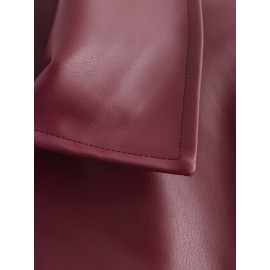 Fall Women Clothing Stylish Simple Zipper Leather Jacket Coat