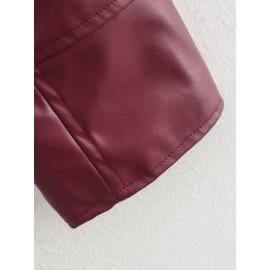 Fall Women Clothing Stylish Simple Zipper Leather Jacket Coat