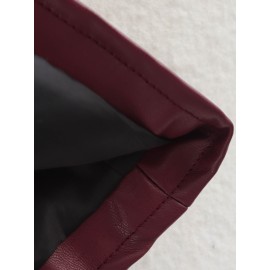 Fall Women Clothing Stylish Simple Zipper Leather Jacket Coat