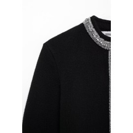Winter Women Clothing Stylish Long Sleeves round Neck Beaded Coat
