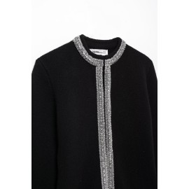 Winter Women Clothing Stylish Long Sleeves round Neck Beaded Coat