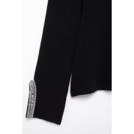 Winter Women Clothing Stylish Long Sleeves round Neck Beaded Coat