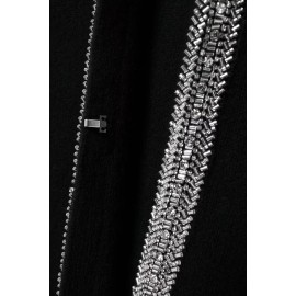 Winter Women Clothing Stylish Long Sleeves round Neck Beaded Coat