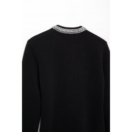 Winter Women Clothing Stylish Long Sleeves round Neck Beaded Coat