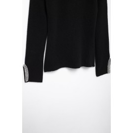 Winter Women Clothing Stylish Long Sleeves round Neck Beaded Coat