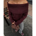 Women Wild Design off-Shoulder Long Sleeve Sweater