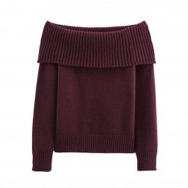Women Wild Design off-Shoulder Long Sleeve Sweater
