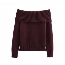 Women Wild Design off-Shoulder Long Sleeve Sweater