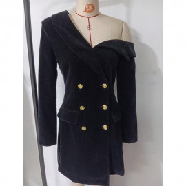 Pleuche Coat High Grade Retro Lightly Mature Socialite Dress Set Dress Long Sleeve Slim Jacket