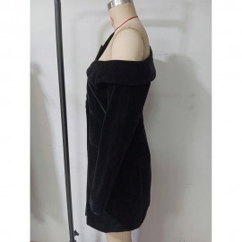 Pleuche Coat High Grade Retro Lightly Mature Socialite Dress Set Dress Long Sleeve Slim Jacket