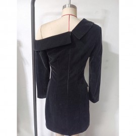 Pleuche Coat High Grade Retro Lightly Mature Socialite Dress Set Dress Long Sleeve Slim Jacket